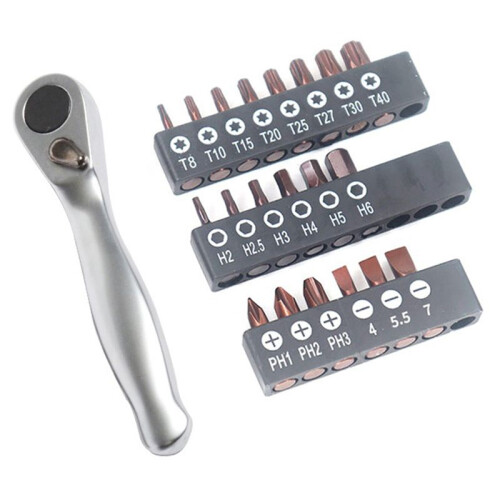 Spiny Wheel Wrench 1/4 Positive and Reverse Fast Screwdriver, Inner Hexagonal Plums Blossom Multi -Function Set