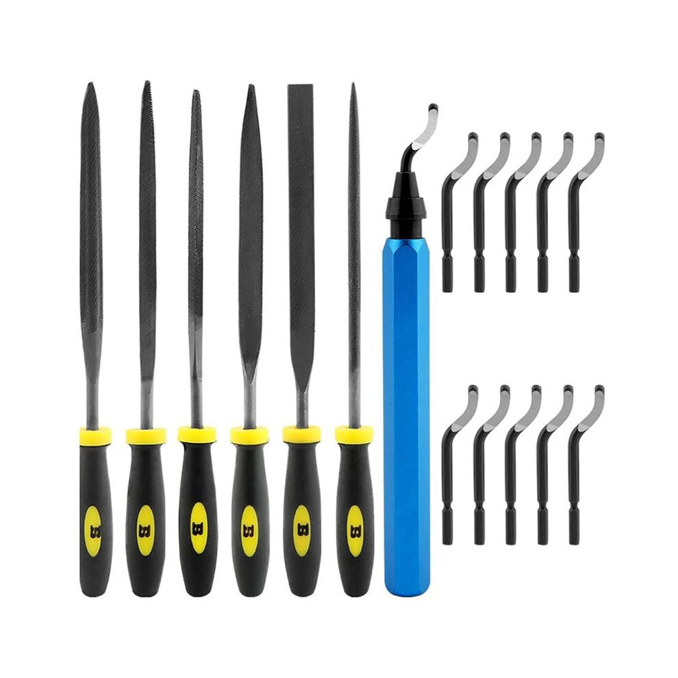 Deburring Tool Kit, DIY with 6pcs Needle Files Woodworking 10 Blades Professional Deburring Tool Kit for Resin Aluminum