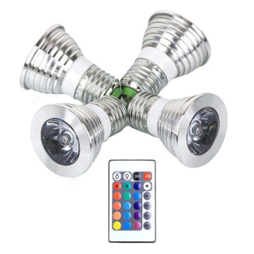 4pcs E27 Bulbs and 1remote Control with Memory Function 17colors Changeable Spot Ligh 4dynamic Lighting Modes Spotlight 1