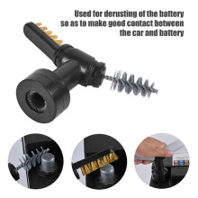 2 Set Car Battery Terminal Cleaning Brush Set Battery Post Cleaner Tool with Steel Wire Bristles