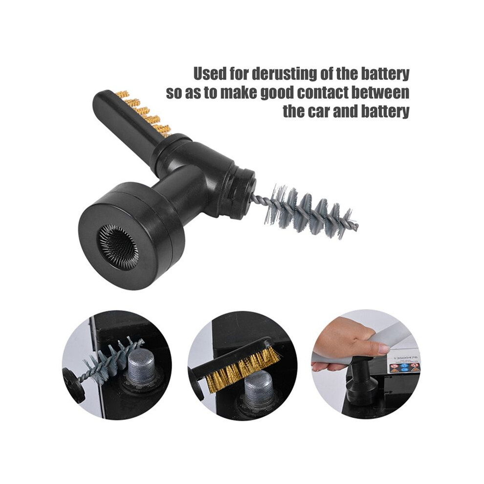 2 Set Car Battery Terminal Cleaning Brush Set Battery Post Cleaner Tool with Steel Wire Bristles