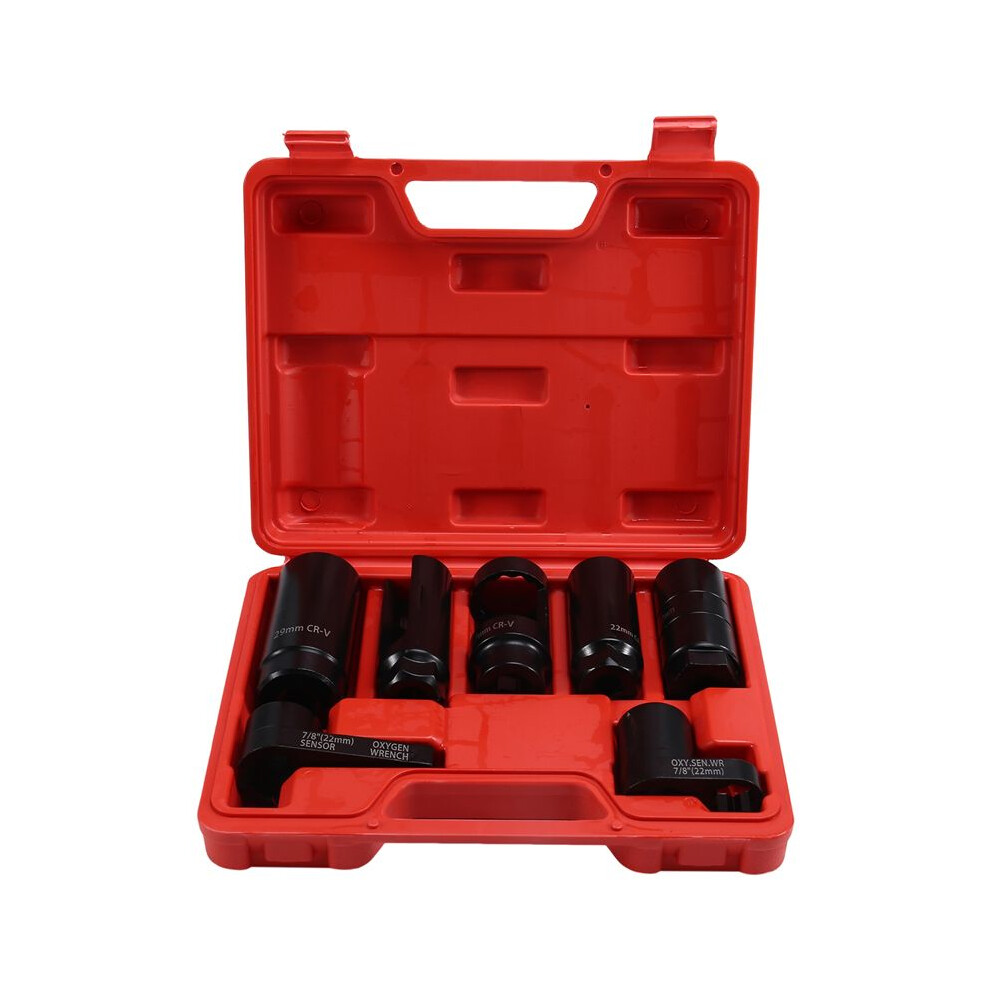 7Pcs Universal O2 Oxygen Sensor Socket 6 Point Wrench Tool Remover Installer Set Sensor Removing Tool Kit Black 6031094916957