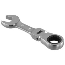 Short Handle Ratchet Wrench with Movable ,Quick Dual-Purpose Open End Wrench,Hardware Tool, Labor-Saving Wrench 15mm
