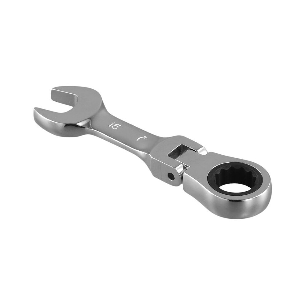 Short Handle Ratchet Wrench With Movable ,Quick Dual-Purpose Open End Wrench,Hardware Tool, Labor-Saving Wrench 15Mm 6034088809143