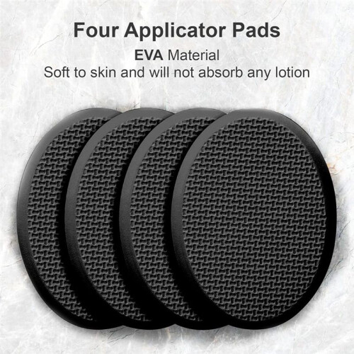Back Lotion Applicator with Long Handle and 4 Replaceable Pads, Ideal for Young People and the Elderly-Black.