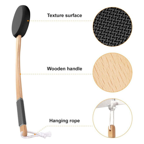 Back Lotion Applicator with Long Handle and 4 Replaceable Pads, Ideal for Young People and the Elderly-Black. 1