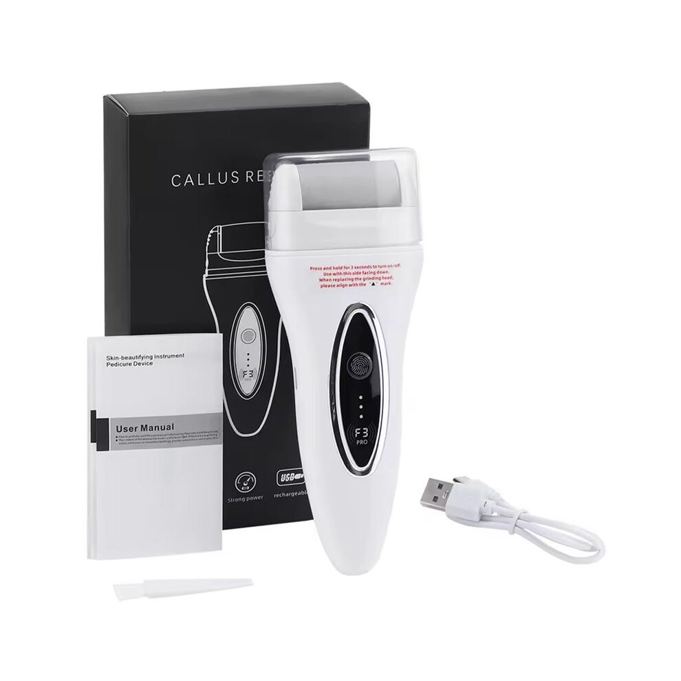 White Electric Pedicure Foot File Rechargeable Foot Hard Dry Dead Cuticle Skin Remover Pedicure Care Tools