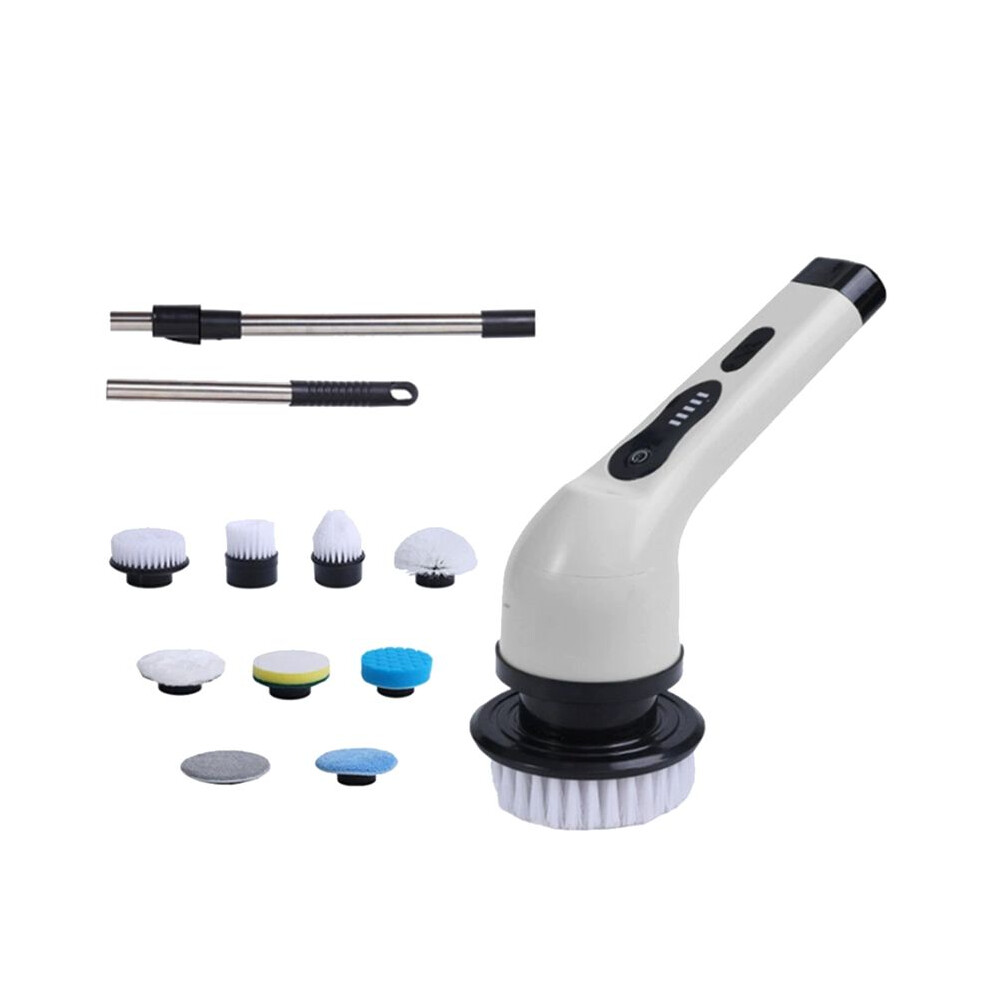 Electric Rotate Scrubber, Cordless Cleaning Brush, Shower Scrubber with 9 Brush Heads 2H Power Dual Speed