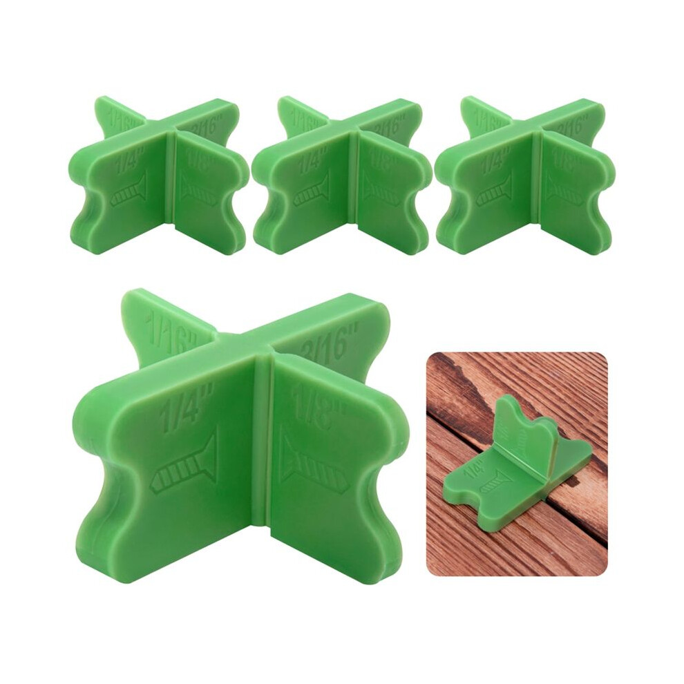 4Pcs Abs Deck Spacer Tool,4 Thicknesses Deck Board Spacers(1/16In, 1/8In, 3/16In, 1/4In),Green Deck Spacers Assorted 6031581635033