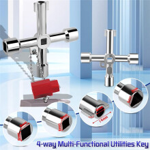 Water Meter Key Shut Off Tool 15 Inch to 28 Inch with 4-Way Utilities Key, T-Handle Removable Water Meter Wrench