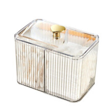 Cotton Swabs Dispenser 3 Grids Cotton Swabs Holder with Clear Lid Cosmetic Simple Type Cotton Pad Holder Storage Box,B