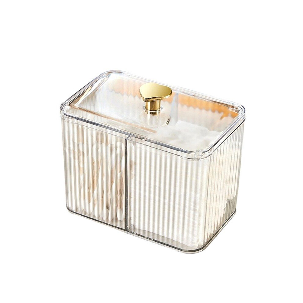 Cotton Swabs Dispenser 3 Grids Cotton Swabs Holder with Clear Lid Cosmetic Simple Type Cotton Pad Holder Storage Box,B