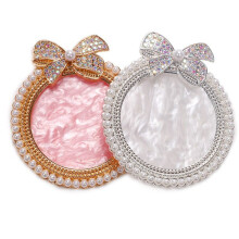 2Pcs Resin Nail Art Palette Nail Art Painting Mixed Color Palette, Bow Decorated with Rhinestones Nail Art Display Board