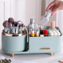 360 Rotating Makeup Organizer with Drawers-Large Capacity Cosmetic Display Case for Skincare,Brushes,Eyeshadow&Lipstick