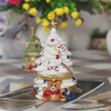 White Trinket Box Ornaments Xmas-Tree Jewelry Box Ring Holder Organizer Display Jewelry Holder for Xmas Charms Earrings