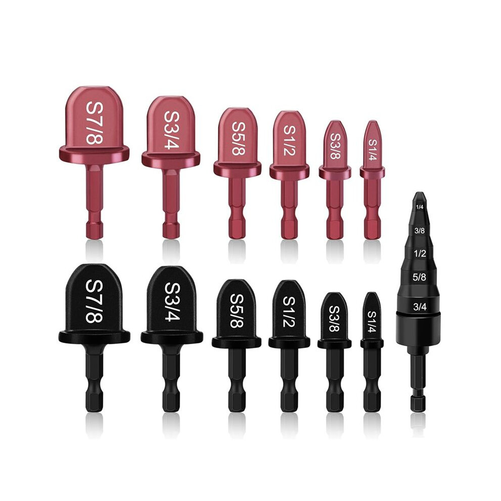 13Pcs Copper Flaring Tool Pipe Expander,Hvac Repairing Kit 1/4In,3/8In,1/2In,5/8In,3/4In,7/8In Boring Drill Bit 4711634519702