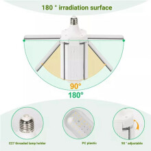 LED-Wachstumslicht, Faltbar, Phyto-Lampe, Vollspektrum-Glühbirne für Zimmerpflanzen, Blüte, Blüte, Wachstumslampen, Garten, E27 B