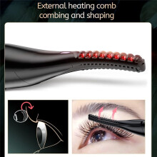 Beheizter Wimpernzange, 2-In-1 Clip-Wimpernzange mit Kamm, Wiederaufladbar über USB, Tragbarer Elektrischer Wimpernzange