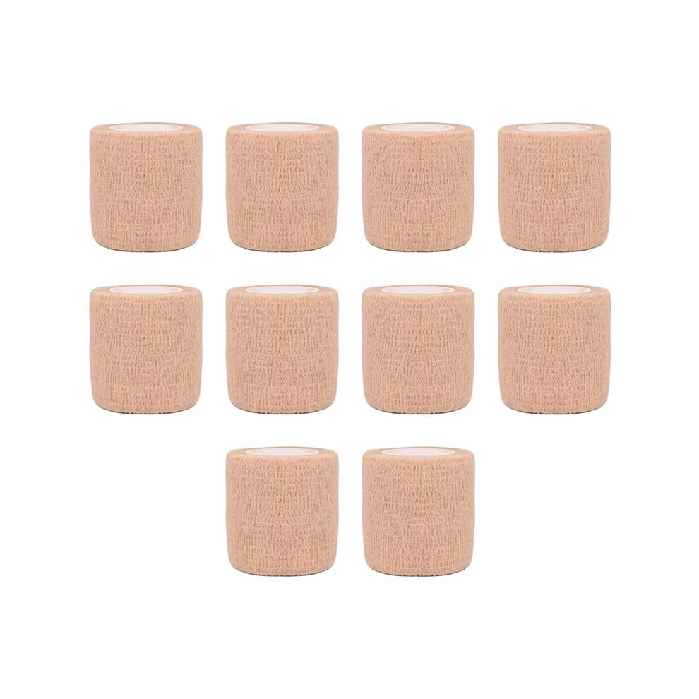 Beige 10Pcs Colorful Sport Self-Adhesive Elastic Bandage Wrap 4.5M Elastic Band For Knee Support Pad, Fingers