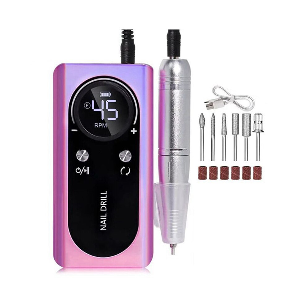 45000RPM Electric Portable Nail Drill Machine Rechargeable Low Noise Nail Sander File for Manicure Salon Tool