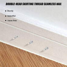 400Pcs Seamless Nails Double-Headed Screw, Skirting Board Non Marks Special Hidden Thread Nails with Sleeve Tool