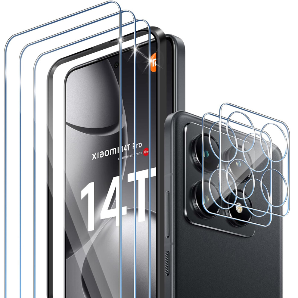 Screen Protector And Camera Lens Kit For Xiaomi 14T Pro, 3 Pack 9H Tempered Glass, Antiscratch Hd 9174973158349
