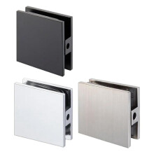 Brass Glass Clamp,Hole-In-Glass Fixed Panel U-Clamp,Square Screen Door Hardware for Bathroom for 5/16in to 1/2in,Brushed