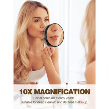 10X Magnifying Mirror with Tweezers Magnified Makeup Mirror with 2 Suction Cups for Grooming & Travel