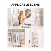 Jewelry Storage Bag, Hanging Storage, Double-Sided Roll- Hook Metal Hook Earring Necklace Ring Jewelry Holder