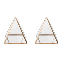 2X Glazen Sieraden Doos Gouden Geometrische Decoratieve Doos Geometrische Glazen Piramide Ring Houders voor Bruiloft Verjaardagscadeau L
