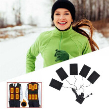 2X USB Clothes Heater Pad with 3 Gear Adjustable Temperature Electric Heating Sheet Warmer Pad for Vest Jacket 9 in 1