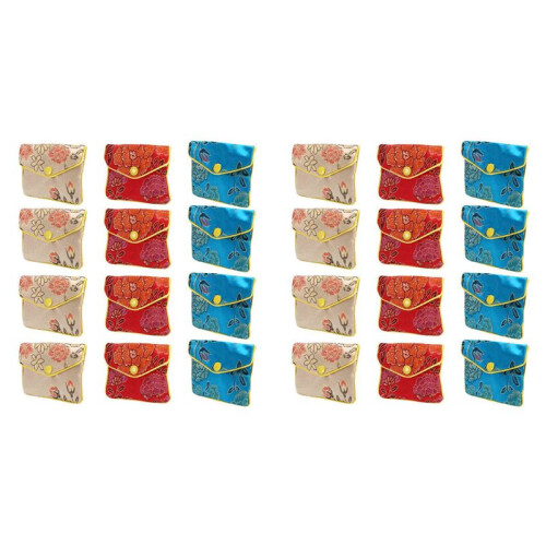 Bolsa de Seda com 24 Peças, Bolsa de Seda Brocado, Bolsa de Presente, Várias Cores