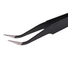 6X Nail Art Rhinestones Eyelashes Extension Straight & Curved Tweezers Tool Set-Black