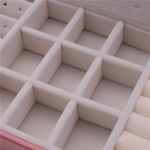 2X Korean Style Jewelry Box Organizer Display Storage Leather Large  Mirror Multi-Function Necklace Ring Box 1