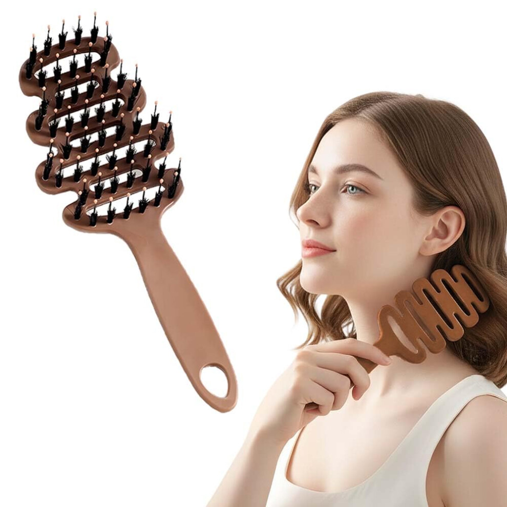 Boar Bristle Hair Brush for Thick and Fine Hair, Volumizing Dual Bristles for Smooth Styling