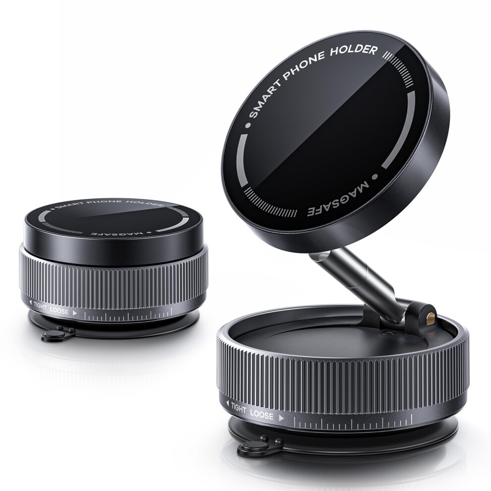 Magnetic Car Phone Mount 360 Rotation Vacuum Suction Strong Hold For Dashboard Or Windshield 9053599533795