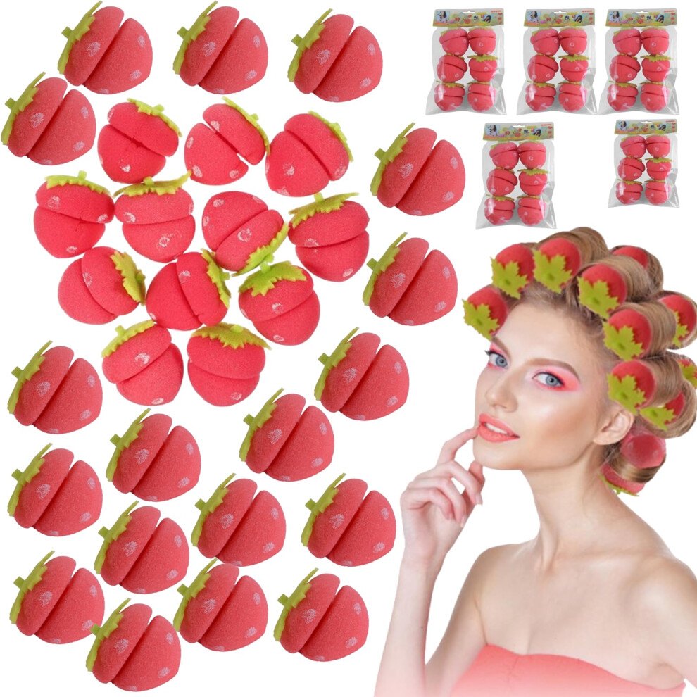 Heatless Hair Curlers Strawberry Foam Rollers for Overnight Styling Soft Sponge NoHeat Curls (30)