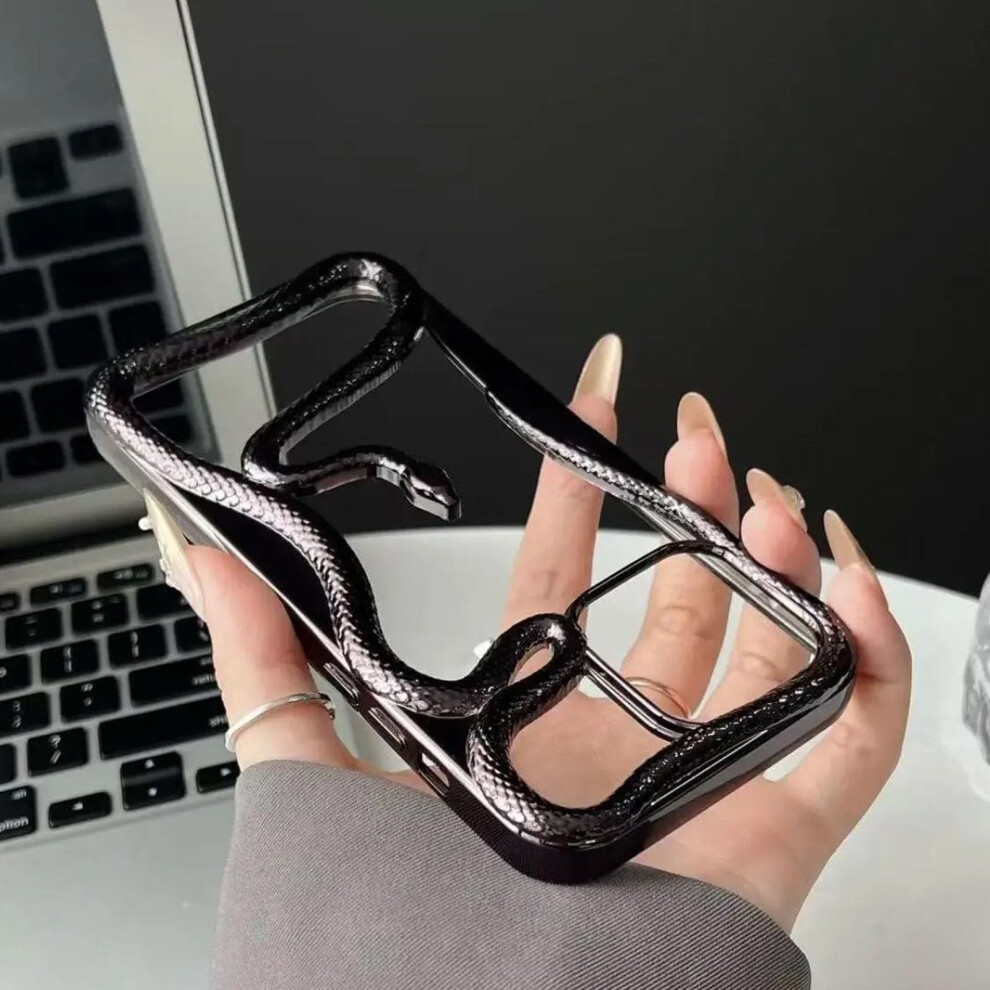 Case For Iphone 15 Pro Max With Hollow Snake Electroplated Design, Shockproof Tpu, Black 9053599534006