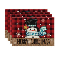 4PCS Xmas Trees Snow Christmas Placemats Winter Table Mats for Kitchen Dining Decoration L