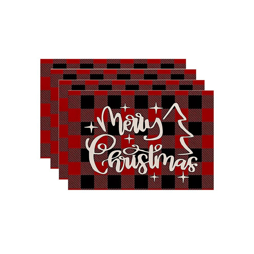 4Pcs Xmas Trees Snow Christmas Placemats Winter Table Mats For Kitchen Dining Decoration H Tauoh