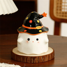 Coffee Cup, Cute Face Mok met Heksenhoed Cover, Halloween Theekop, Vakantie Halloween Verjaardagscadeau Geel