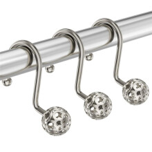 12pcs Shower Curtain Hooks,Metal Decorative Shower Curtain Hooks Rust Proof,Nickel Shower Hooks for Shower Curtain Liner