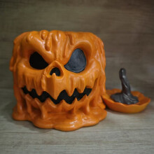 Halloween-Pompoen-Snoepschaal van Hars met Deksel, Pompoen-Snoepschaal, Halloween-Hars-Pompoendecoratie of Snoepdoos