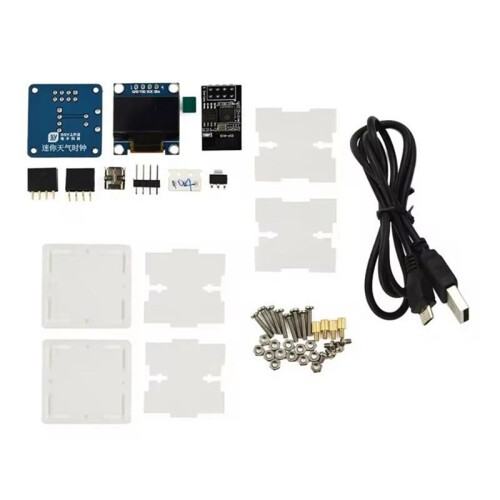 ESP8266 DIY Electronic Kit  Weather Forecast Clock Kit WIFI Networked with OLED Display & Case DIY Welding