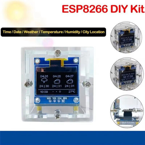 ESP8266 DIY Electronic Kit  Weather Forecast Clock Kit WIFI Networked with OLED Display & Case DIY Welding 1