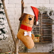 2PCS Christmas Stockings Dog Face Shape Hanging Pet Socks Christmas Xmas Decoration Fireplace Hanging Socks Dog Cat Gift