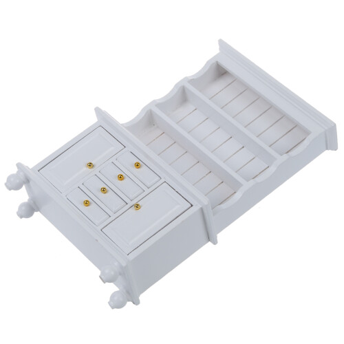 1/12 Dockhus MiniatyrmöBler Multifunktions TräSkåP Bokhylla Vit 2