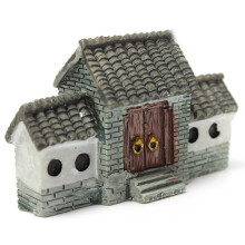 Miniatuur Villa Huis Poppenhuis Ingemaakte Bloem Plant Ambachtelijke DIY Ornament Bonsai Decor Chinese Oude Stadspoort Grijs