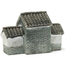Miniature Villa House Dollhouse Potted Flower Plant DIY Ornament Bonsai Decor Chinese Ancient City Gate Gray
