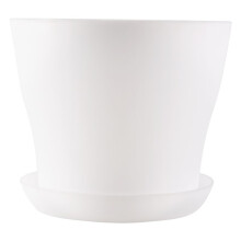 Plastic Plant Flower Pot Planter With Saucer Tray Round Gloss Home Garden Decor, White Upper Caliber -, 14cm / 5.51"